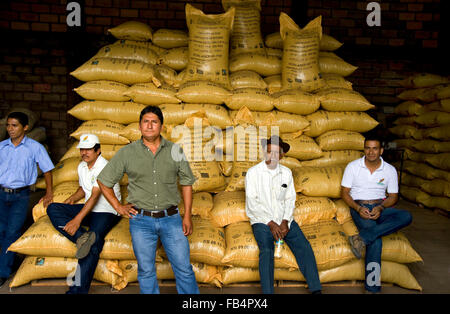 Workers at a chocolate factory in Ecuador Stock Photo