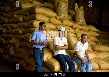 Workers at a chocolate factory in Ecuador Stock Photo