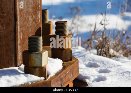 Large rusty bolt and screw Stock Photo