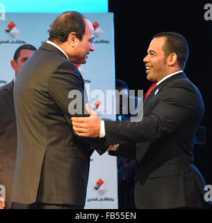 Cairo, Egypt. 9th Jan, 2016. Egyptian President Abdel Fattah el-Sisi, takes part in the ceremony to mark the the Egyptian Youth Day, in Cairo on January 09, 2016 © Egyptian President Office/APA Images/ZUMA Wire/Alamy Live News Stock Photo