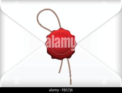 Envelope mail with wax stamp on a white background. Stock Vector