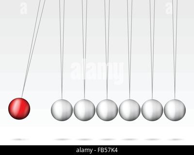 Balancing balls Newton's cradle on a white background. Stock Vector