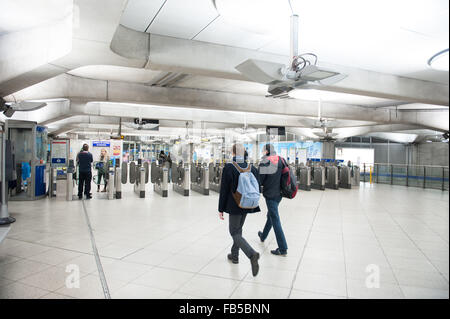 Ticket hall at Westminster Underground Station in London Stock Photo