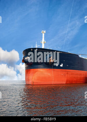 Bow of a bulk carrier on sea. Stock Photo