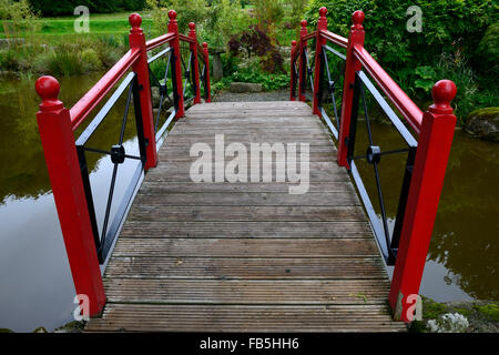 red japanese asian style footbridge arch arched garden rathbawn gardens kilteel kildare RM Floral Stock Photo