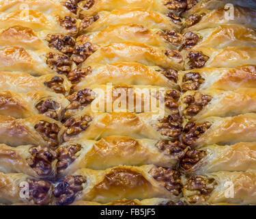 Turkish Dessert Baklava as fullframe. Stock Photo