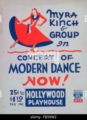 Work Projects Administration (WPA) poster for Myrna Kinch and Group Modern Dance performanceproduced between 1936 and 1943. (Library of Congress) Stock Photo