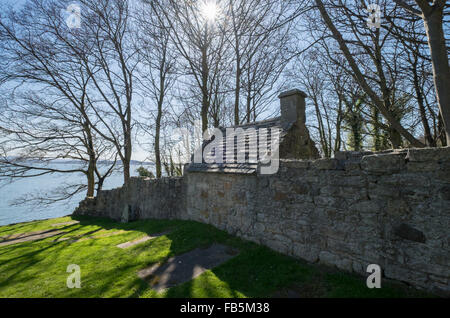 St.Bridgets Kirk churchyard, Dalgety Bay on the banks of the River Forth on a sunny winter day Stock Photo