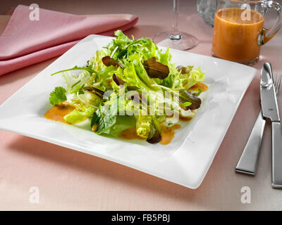 Blood orange vinaigrette with salad Stock Photo