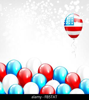 Balloons in national USA colors on grayscale Stock Vector