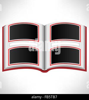 Open red book on grayscale Stock Vector