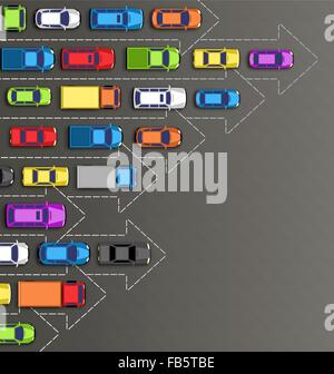 Road background with multicolored cars isolated on gray Stock Vector