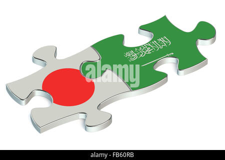 Saudi Arabia and Japan puzzles from flags Stock Photo