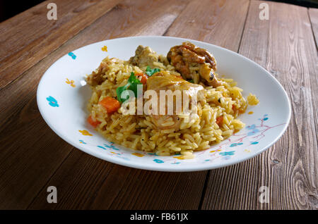 Chicken Machboos - Bahraini Spiced Chicken and Rice.,Arabic cuisine Stock Photo