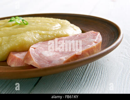 Pease pudding close up.English cuisine Stock Photo