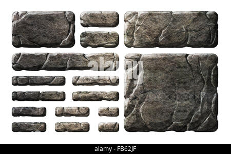 A set of stone themed interface elements, rock buttons and panels Stock ...