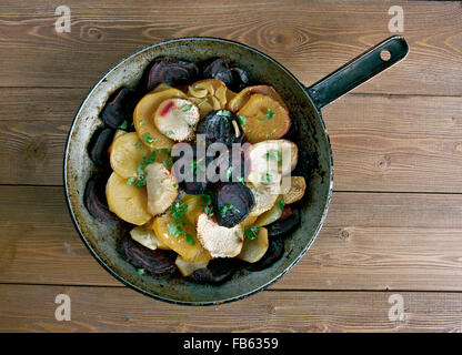 Beet and Turnip Gratin. close up Stock Photo