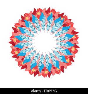 unusual abstract vector illustration color ornamental wreath flowers red Stock Vector