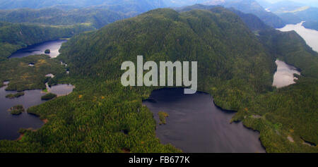 Aerial scenery during a sightseeing flight of mountains in the beautiful Misty Fjords near Ketchikan, Alaska Stock Photo
