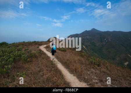 Heading to the summit of Sharp Peak, Sai Kung, Hong Kong Stock Photo