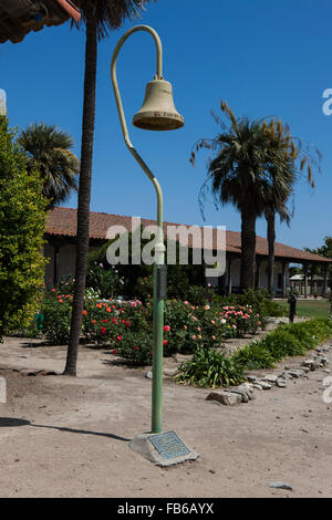 El Camino Real bell, Mission Nuestra Senora de la Soledad, Soledad, California, United States of America Stock Photo