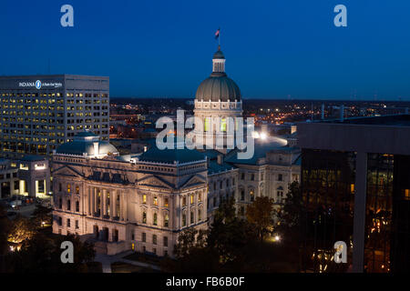 State Capitol Building at dawn, Indianapolis, Indiana, United States of America Stock Photo