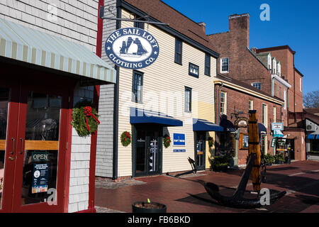 Shops and storefronts, Bowen's Wharf, Newport, Rhode Island, United States of America Stock Photo