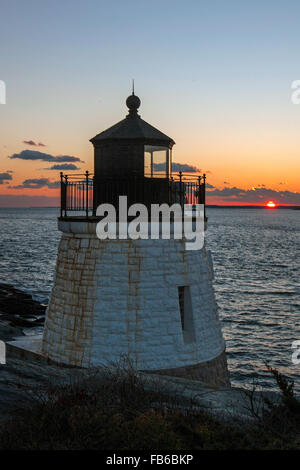 Castle Hill Light at sunset, Newport, Rhode Island, United States of America Stock Photo