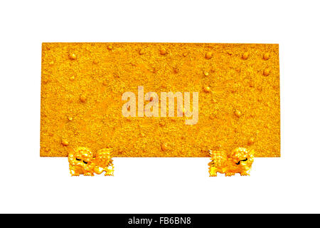 label gold signboard isolated on white background Stock Photo