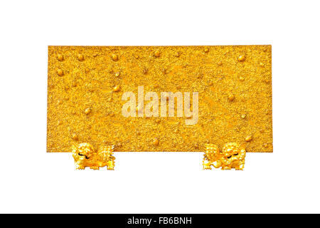 label gold signboard isolated on white background Stock Photo
