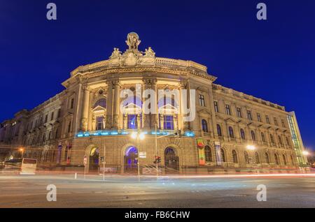 BERLIN, GERMANY - JUNE 10: night scene at Museum for Communication Berlin on June 10, 2013, at Berlin Germany. Inside show the d Stock Photo