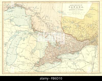 GREAT LAKES: Ontario Quebec Canada Erie Huron Michigan. BLACKIE, 1893 old map Stock Photo