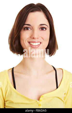 Headshot of attractive happy young woman smiling Stock Photo
