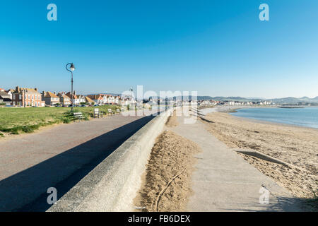 View from the west shore promenade footpath looking east towards West shore Llandudno North Wales Stock Photo