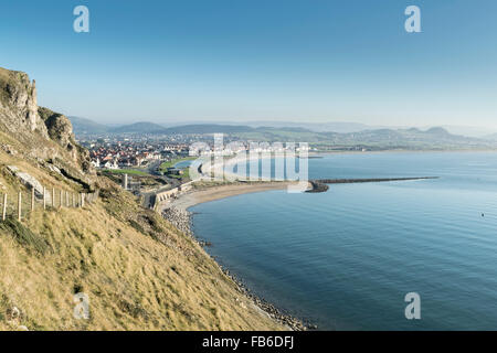 View from the west side footpath on the Great Ormes Head looking towards West shore Llandudno North Wales Stock Photo