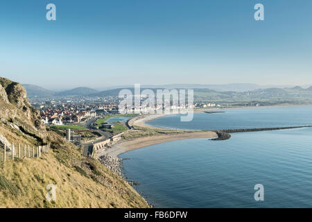 View from the west side footpath on the Great Ormes Head looking towards West shore Llandudno North Wales Stock Photo