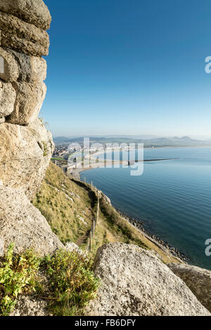 View from the west side footpath on the Great Ormes Head looking towards West shore Llandudno North Wales Stock Photo