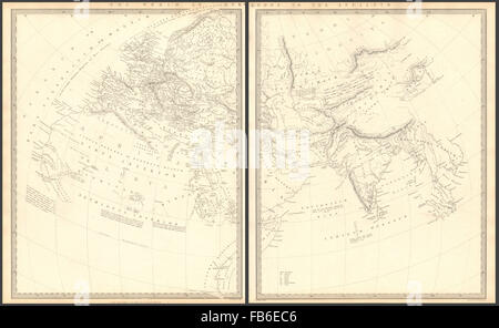 WORLD KNOWN TO ANCIENTS: Herodotus Ptolemy Pliny Hanno. On 2 sheets, 1848 map