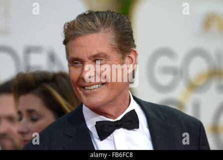 Los Angeles, California, USA. 10th January, 2016. David Hasselhoff arrives at the Golden Globes, Los Angeles, CA Credit:  Sydney Alford/Alamy Live News Stock Photo