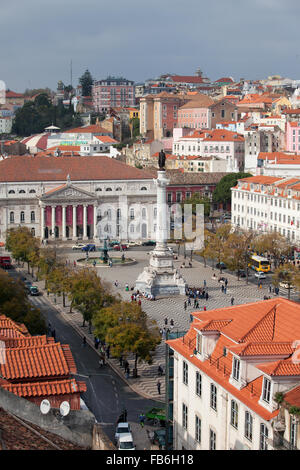 City of Lisbon in Portugal, Rossio Square, historic city centre Stock Photo