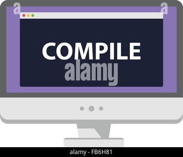 Vector illustration computer screen showing compile heading Stock Vector