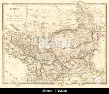 BALKANS: Northern Ottoman provinces. Wallachia Bulgaria Albania. SDUK, 1848 map