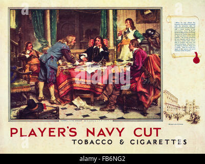 Original full page vintage colour advert from 1930s. Advertisement from October 1939, at the start of World War II, advertising Player's Navy Cut tobacco & cigarettes. Stock Photo