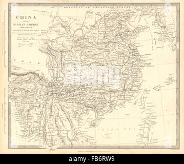 CHINA & BIRMAN EMPIRE: Burma Cochinchina Siam (Thailand) Korea. SDUK, 1848 map