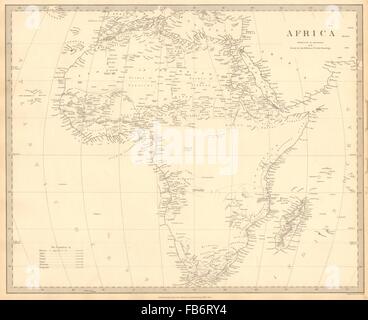 AFRICA: Map pre-dating much exploration. Mountains of Kong.Population.SDUK 1848