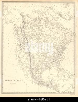 NORTH AMERICA:Texas Republic.Mexican California.Russian America.SDUK, 1848 map