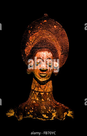 Bust of the goddess Earth Ala 20th Century Ibo Nigeria sun dried mud polychrome   Africa African Stock Photo