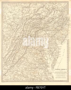 USA: Pennsylvania New Jersey Maryland Delaware DC Virginia. SDUK, 1848 old map