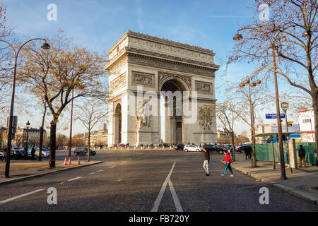 Arc de Triomphe de l'Étoile, Triumphal Arch of the Star, Place Charles de Gaulle, Paris, France. Stock Photo