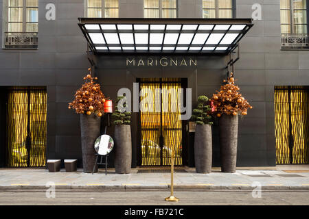 Entrance of Hotel Marignan, Rue de Marignan, Paris, a 5 star luxury hotel in Paris, France. Stock Photo